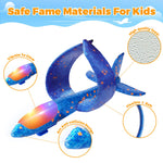 SpringFlower 4 Pack Airplane Flying Toys, 4 Throwing Foam Plane Toy for 3 4 5 6 7 8 Years Old Boys Kids, 2 Flight Modes LED Foam Glider Plane, Outdoor Flying Toy Birthday Gifts for for Boys & Girls