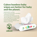 Caboo Baby Wipes, Made with Bamboo Viscose, Certified Made Safe Ingredients, Unscented Baby Wipes Good for Sensitive Skin, 72 Wipes Per Travel Pack, Bulk Total of 864 Wet Wipes
