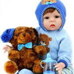Aori Reborn Baby Boy Doll - 22 Inch Realistic Lifelike Weighted Newborn Boy with Ultra Soft Body, Pacifier, Outfit | Handmade Soft Vinyl Baby Doll for Kids 3+, Toddlers, Collectors