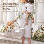 GEMII Diaper Caddy Organizer-Large Baby Caddy Organizer with Handle，Newborn Registry Essentials，Baby Shower Gift Basket for Boy or Girl(Oatmeal, Large)