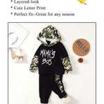 Kucnuzki Baby Toddler Boy Clothes 2T Boys Clothes Long Sleeve Letter Print Hoodies+Long Camo Pants Cute Little Boy Clothes Fall Winter Boys Clothes 2T 3T