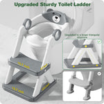 Rabb 1st Potty Training Seat, Toddler Toilet Seat for Kids Boys Girls, 2 in1 Potty Training Toilet with Step Stool, 6 Adjustable Height, Splash Guard, Stable Triangular Anti-Slip Design(Grey)