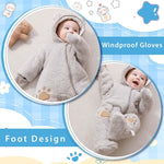 Fairy Baby Newborn Baby Snowsuit Bear Onesie Footie Romper Winter Thick Fleece Jumpsuit Infant Coat for Girls Boys 0-12M