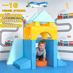 laapee 15pcs Unique Modular Kids Play Couch - Custom Nugget Style Toddler Sofa Bed with Removable Crystal Velvet Cover, Safe Kids Furniture for Playroom & Bedroom, for Boys and Girls