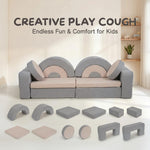 BUMNANA 14pcs Modular Kids Play Couch, Child Sectional Sofa, Fortplay Bedroom and Playroom Furniture for Toddlers, Convertible Foam and Floor Cushion for Boys and Girls