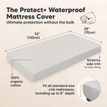2-Pack Waterproof Crib Mattress Protector Cover Fitted - Quiet Baby Crib Mattress Pad Sheets, 52" x 28" Soft Quilted Cotton Baby Sheet, Machine Washable, Easy Fit, Durable (Pearl Gray/Mavy)