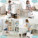 2-Step Toddler Step Stool, Non Slip Kids Step Stool for Bathroom Sink & Toilet Potty Training, Sturdy Stable Base, 10”Height Supports 220 lbs (2Packs White)