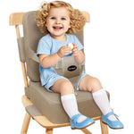 Toddler Booster Seat for Kitchen Chair, 2-in-1 Dining Table Booster Seat with Backrest & Adjustable Straps – Easy-Clean, PU Portable Toddler Eating Travel Increasing Cushion - Dark Grey