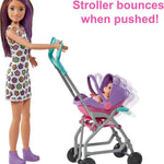 Barbie Skipper Babysitters Inc Playset with Doll, Stroller, Baby Doll & 5 Accessories, Remove Stroller Seat for Carrier