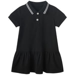 pureborn Toddler Girls Polo Dress Short Sleeve Pique Cotton Dress Summer Casual Playwear Dresses Black 2-3 Years