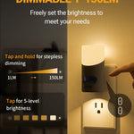 Lyridz LED Night Lights Plug into Wall with Motion Sensor, 1-150LM Dimmable Plug-in Nightlight Indoor for Bedroom, Bathroom, Hallway, Stairs, Pet House, Toilet, 2 Pack