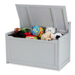 Melissa & Doug Toy Chest, Wooden Toy Storage Box with Safety-Hinged Lid, Kids Toys Storage Organizer for Playroom, Bedroom, & Montessori Classroom Furniture for Boys & Girls Ages 3+, Gray