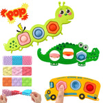 Iceacrin 7 Pcs Fidget Popper Sensory Toys for Airplane Travel, Toddler Car Activities, Montessori Toys, Sensory Toys for Autistic Kids, Pop Fidget Toys for Toddlers 1-3 Years Old