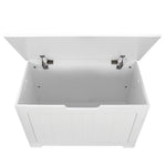 Saturnpower 30 inches Kids Wooden Toy Chest Storage Space with 2 Safety Hinge Modern Decorative Toys Bench Box for Playroom Bedroom Living Room (White)