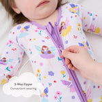 pureborn Baby Girls Sleeper Viscose from Bamboo Pajamas 2-Way Zipper Snug Fit Sleepwear Flower Fairy 0-3 Months