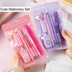 MOZXIRZ 8 Pcs Cute Purple Stationery Set for Girls Boys Women Back to School Supplies Office Supplies Kawaii Candy Colors Stationery Gift Including Pen Pencil Highlighter Eraser (Purple)