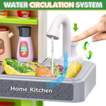Kids Play Kitchen Set, Toddler Kitchen Playset with Sound & Light, Cooking Stove with Steam, Play Sink, Play Food Toy and Kitchen Accessories, Kitchen Toy for Kids Girls Boys (31.5 * 22 * 8.6in)