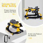 BABY JOY 4-in-1 Baby Walker, Foldable Activity Walker with Adjustable Height & Speed, Music, Lights, Anti-Rollover, Toddler Push Walker, Baby Walker with Wheels for Boys Girls 6-18 Months (Yellow)
