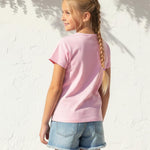 PATPAT Girls Shirts Size 7-8 Pink Cat Print Graphic Tees, Cat Shirts for Girls, Crew Neck Short Sleeve Pink Tops Summer Clothes Little Sister Outfit Cheer Tops
