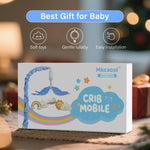 Mkcxcol Crib Mobile for Baby, Blue and White Airplane & Weather Theme, Mobile for Crib with 35 Lullabies & 3 Modes Rotating Music Box, Nursery Decoration for Infant Boys and Girls