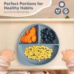 WiLLBEttER Suction Plates for Babies & Toddlers, 100% Silicone Divided Plates 2-Pack, Non-Slip Dishwasher & Microwave Safe Baby Feeding Essentials