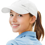 Sukeen Lightweight Kids Baseball Caps for Boy Girls, UPF50+ Kids Sun Hat Quick-Dry Youth Performance Hat for Outdoor Activity White