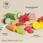Le Toy Van - Wooden Chopping Board and Super Food Set | Perfect for Supermarket, Food Shop or Cafe Pretend Play – Suitable for Boys & Girls Age 24+ Months