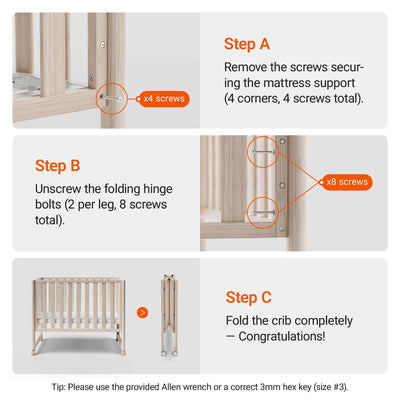 MAMAZING EvoNook 6-in-1 Convertible Mini Crib, 100% New Zealand Wood, Portable Mini Cribs with Wheels for Small Spaces, GREENGUARD Gold Certified, Washed Natural