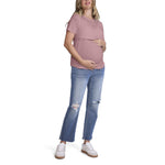Motherhood Maternity Women's Short Sleeve Crew Neck Nursing Tee Shirt for Breastfeeding with Easy Access, Orchid Haze, Medium