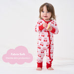 pureborn Baby Girls Sleeper Viscose from Bamboo Pajamas 2-Way Zipper Snug Fit Sleepwear Cherry 6-12 Months