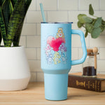 Silver Buffalo Care Bears Watercolor Featuring Tenderheart, Cheer, Grumpy, Funshine, Bedtime, and Share Bear Stainless Steel Tumbler with Handle and Straw, Fits in Standard Cup Holder, 40 Ounces