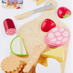 Fisher-Price Wood Pretend Play Toy Charcuterie Board Set, 19-Piece Playset with Wood & Fabric Food for Preschool Kids Ages 3+ Years