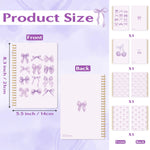 CNhoqc Purple Spiral Journal Notebook - 4 Pcs A5 Purple Watercolor Coquette Bow Cherry Lined Pages Hardcover Spiral Bound Journal Subject Notebook Work School Note Taking Women Men Removable Dividers