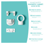 Regalo Safety Magnetic Cabinet Locks for Baby Proofing, Child Proof Cabinet & Drawer Locks with Key, Easy Install 3M Adhesive, White (4 Pack)