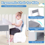 Costzon Kids Table and Chair Set, 4 in 1 Wooden Activity Table & 2 Chairs with Detachable Blackboard for Arts, Crafts, Drawing, Reading, Storage, 3 PCS Toddler Table and Chairs for Boys Girls (Gray)