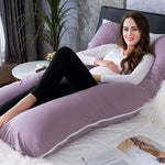 Meiz U Shaped Sleeping, Cooling 60‘’ Maternity Pillow for Pregnant Women with Jersey Cover, Purple