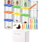 Halloscume 12 Pack Insect Bug Viewer for Kids with Tweezers Magnifying Insect Box Insect Observation Kit Bug Catcher Bug Container Insect Cage Bug Jar for Science Nature Exploration Collecting Kit