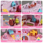 Dollhouse Kit for Kids Girls —— Huge House Toy with 2 Dolls, Dollhouse Furniture and Accessories, Sound & Light, Great Gift for 3 4 5 6 7 8 Years Old (Pink)