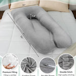 Meiz Pregnancy Pillows, Rayon Cover from Bamboo Pregnancy Pillows for Sleeping, Cooling Maternity Pillow for Pregnant Women, 55 Inch U Shaped Body Pillows for Adults, Grey