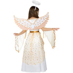 Spooktacular Creations Halloween Angel Costume for Girls, Golden White Angel Dress for Kids for Halloween Role Play Themed Party (Medium, 8-10 yrs)