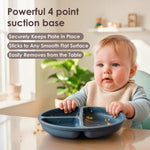 Tiny Marvels Baby Plates 3 Pack, 100% Food Grade Silicone Toddler Plates, Divided Baby Suction Plates, Non-Slip Toddler Plate Set, Baby Led Weaning Supplies, Microwave & Dishwasher Safe