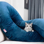 Meiz Pregnancy Pillow, Pregnancy Body Pillow, Pregnancy Pillows for Sleeping, 65" Maternity Body Pillow for Pregnant Women with Velvet Cover, Blue