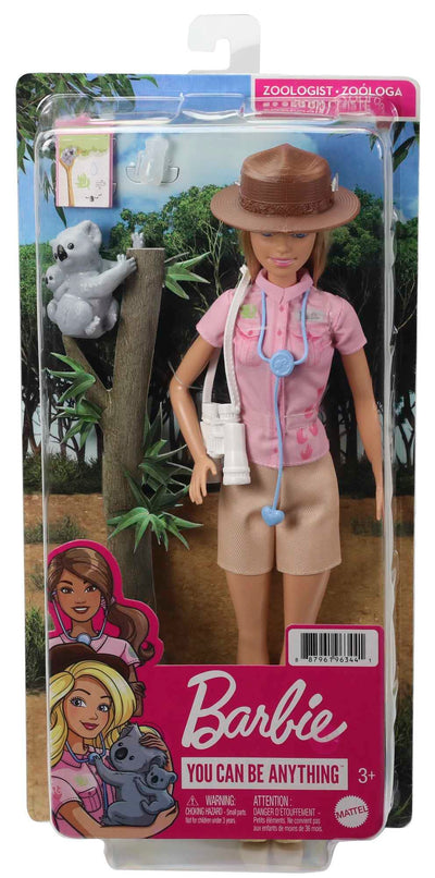 Barbie Careers Doll & Accessories, Zoologist Wearing Removable Outfit with Hat, Clipboard & Koala Figure That Can Hold Doll's Arm