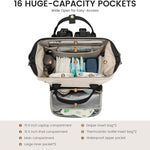 LOVEVOOK Diaper Bag Backpack, Baby Bag with Changing Station, Large Diaper Backpack for Mom Dads, Waterproof Mommy Bag for Boy and Girl, Travel Essential Baby Shower, Black-Beige