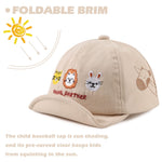 Cotton Baby Baseball Caps - Infant Toddler Sun Cap for Boys & Girls - Spring/Summer Outdoor Hat (3-18 Months, Embroidery Animals, Beige)