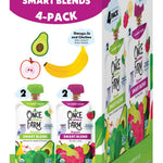 Once Upon A Farm Smart Blend 4pk, Bananas for Apples & Greens (2) and Pine-Apple Berry Punch (2)