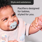 Tommee Tippee Ultra-Light Silicone Pacifier, 0-6 Months, Symmetrical One-Piece Design, BPA-Free Silicone Binkies, Blue/Green/Clear, Pack of 4