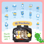 iniuniu Diaper Bag Backpack, 4 in 1 kit Large Unisex Baby Boys Girls Waterproof Travel Back Pack with Diaper Pouch, Washable Changing Pad, Pacifier Case and Stroller Straps, Black
