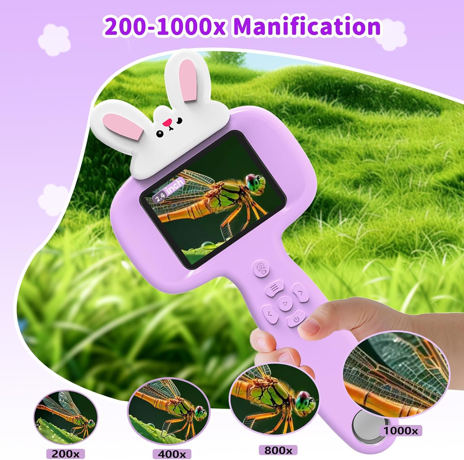 2026 NEW Microscope for Kids with 16 Slides, 2.4" Handheld Digital Pocket Microscope, STEM Educational Science Toys for New Year, Birthday Gifts for 3+ 4 5 6 7 8 9 10 11 12 Year Old Boys Girls, Purple