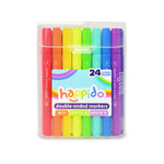 International Arrivals Double Sided Marker Sets for Kids Happido, Set of 24 Water Based Non Toxic Markers with Case, Great School Supplies, Art and Stationery Set